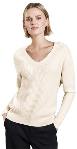 STREET ONE Damen A303041 Kuscheliger V-Neck Pullover, Lucid White, 38 EU