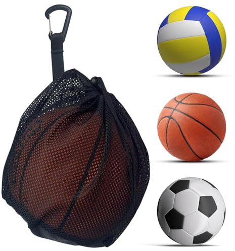 MIRKUZI Rucksäcke & Taschen für Basketball 1 Stück Basketballtasche, Netztasche, tragbares Netz, Basketballtasche, wasserdichtes Netz mit Karabinerhaken, atmungsaktiver Rucksack