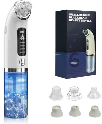 Shiptree Mitesserentferner Porenreiniger Gesicht, Mitesser Entferner Sauger Nase Akne Pickelsauger mit 4 Modi 6 Saugspitzen & Sichtbarem Wassertank, 75 kpa Super Saugkraft