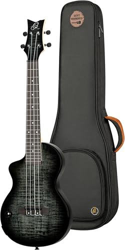 Ortega Guitars NEO Series Linkshänder E-Akustik Tenor-Ukulele, Riegelahorn | Nylonsaiten, Ahorn-Decke & massiver Okoume-Korpus Hochglanz Transparent-Grey-Burst, mit Cutaway, inkl.NEO-Gigbag, NEO-U-TGB-L