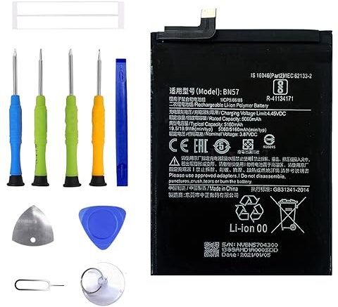 ERYNK Xiao mi Poco X3 NFC/Poco X3 Pro Batterie de rechange, BN57, pour Xiao mi Poco X3 NFC/Poco X3 Pro M2007J20CG, M2007J20CT, M2102J20SG, M2102J20SI avec jeu d'outils