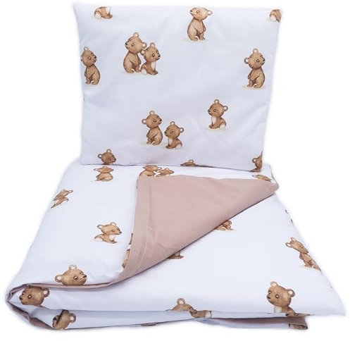 Baby Comfort Bettwäsche Set Bettdeckenbezug 120x150 cm + Kissenbezug 40x60 cm Bärchen + Braun