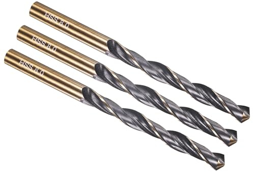 PATIKIL 8mm Drill Bit M2 High-Speed Steel 3 Pack | Jobber Straight Shank 118° Black and Gold Finish for Stainless Steel Hard Metal