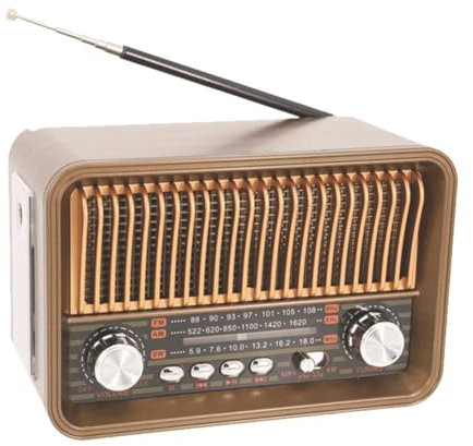 AZURAOKEY Retro BT Speaker with FM/AM/SW Radio – Portable Vintage Garden Radio, 1200mAh Battery, BT 5.0, TF/AUX/USB Playback for Camping, Travel & Home Use