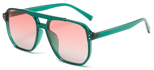Long Keeper Retro Pilot Sonnenbrille Pilotenbrille Herren Damen Vintage 70er Piloten Sonnenbrille Doppelsteg Quadrat Klassisch Vintage Pilot Brille UV400