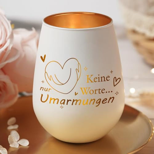 Gute Besserung Geschenke für Frauen, Mutmacher Trost Aufmunterung Geschenke für Freundin, Teelichthalter Beileidsgeschenke für Lieblingsmensch, Abschiedsgeschenk Kollegen, Windlicht mit Gravur
