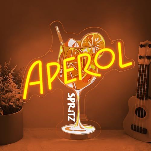 Aperol Spritz - Targa a LED per cocktail, decorazione da parete per casa, bar, camera da letto, club, feste, pub, ristorante, negozio, Holy Aperoli, insegna al neon per uomini e donne alimentato USB