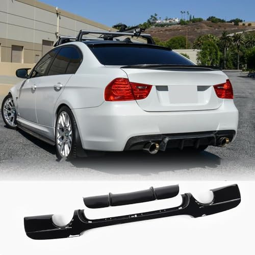Heckstoßstangen-Diffusor für BMW 3er E90 E91 M-Sport 2005–2008 M-Performance Style ABS glänzend schwarz Heckstoßstange Lippe Spoiler Karosserie Kit