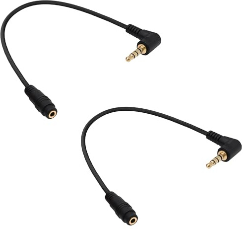 YARCHONN Cable adaptador de audio para auriculares, 3,5 mm, TRRS de 4 polos, ángulo recto a 3 polos, convertidor de audio estéreo, cable de extensión para teléfonos móviles, tabletas, MP3, altavoces