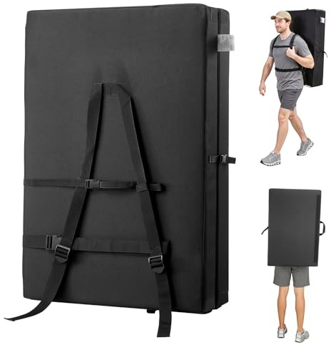 VEVOR Bouldering Crash Pad, Bi-Fold Rock Climbing Crash Pad with Adjustable Backpack Straps and Handle, Foldable Lightweight for Indoor Bouldering & Outdoor Climbing(4x3 ft)