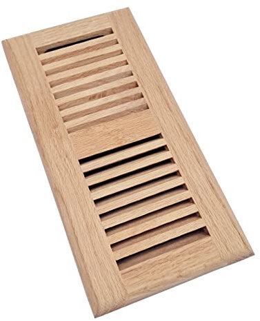 Homewell Red Oak Wood Floor Register, Drop in Vent with Damper, 4x10 Inch, Unfinished