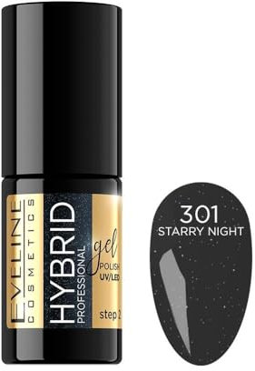 Eveline Cosmetics Hybrid Professioneller Gel-Nagellack - Nr. 301 Sternennacht, langanhaltender Glanz, 5ml