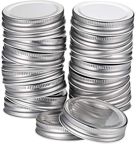 Pangda 24 Pack Mason Jar Lids Regular Mouth Silicone Seals Leak Proof Secure Mason Storage Solid Caps