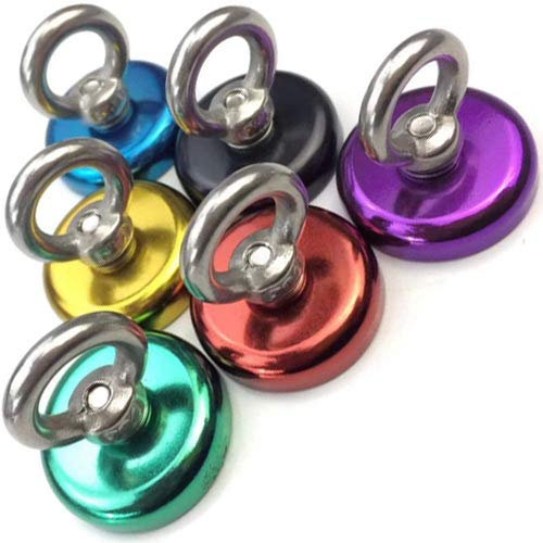 3 x Ösenmagnet farbig Neodym Magnet mit Öse - Ø 20mm - ROT - Haftkraft 10 kg - 3 Stück - Starke Magnetösen bunt aus Neodym (NdFeB)