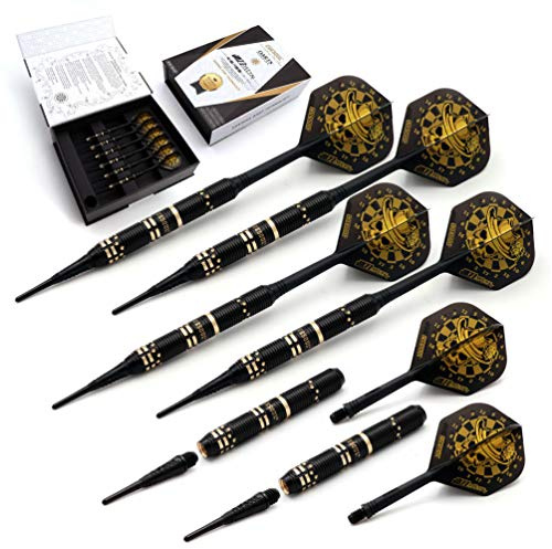 CUESOUL Jazz-Metal 19g Soft Tip Dart Set aus schwarz beschichtetem Messing mit integrierten AK5 Flights