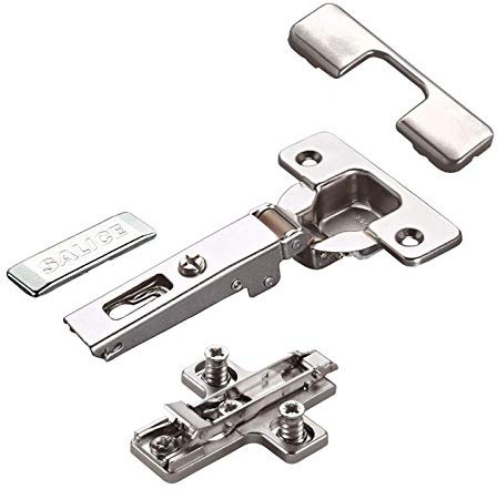 2 x Salice Topfband 110° Serie 200 Bohrbild T52 Eckanschlag inkl. Kreuz-Montageplatte Höhe 3 mm mit vormontierten Euroschrauben, Exzenterverstellung und Abdeckkappenset Schrankscharnier von SO-TECH®