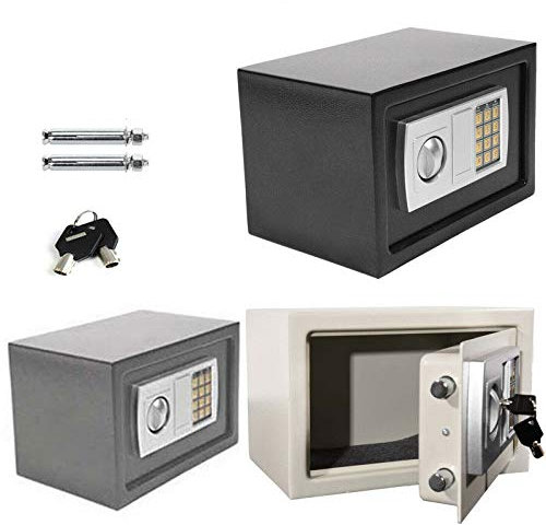 Coffre-fort électronique avec mot de passe - Coffre-fort numérique de haute sécurité - Fixation au sol - 2 clés - Serrure à code électrique (8,5 L, noir)