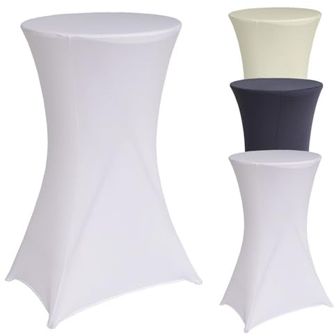 TRUTZHOLM Stehtischhusse 60 cm Farbe nach Wahl Tischdecke Husse Partytisch Bistrotisch Stretch Decke (Weiß)