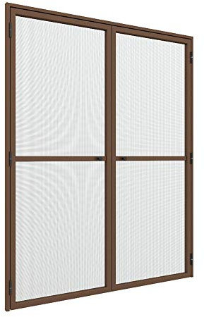 Zanzanet Zanzariera laterale orizzontale a Porta Battente 2 ante ultra sottile 33 mm su misura porta finestra con chiusura automatica personalizzabile colori e reti Made in Italy Marrone Raffaello