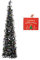 N&T NIETING Albero di Natale nero con supporto 150cm, albero di Natale pieghevole pop-up nero con paillettes per Natale, Halloween, feste, decorazione domestica