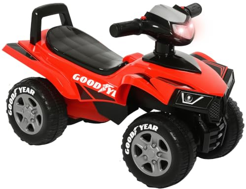 Homcom Kinder Tritor Quad 12 – 36 Monate, Maße: 60 x 38 x 42 cm (L x B x H), Lichteffekte, Rot / Schwarz