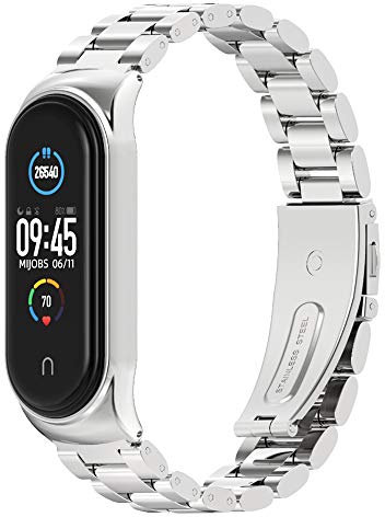 MIJOBS Mi Band 7 Mi Band 6 Cinturino per Xiaomi Mi Band 5 4 3, Cinturino in Acciaio Inox Cinturino di Ricambio in Metallo Braccialetto per Mi Smart Band 5