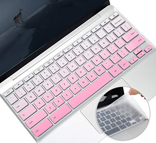 2 Pack HP Keyboard Cover for Chromebook 14 Inch - HP Chromebook 14B-CA, 14-DA/14a-na, 11, G2/G3/G4/G5/G6 EE/G7 EE - Skin (Ombre Pink + Clear)