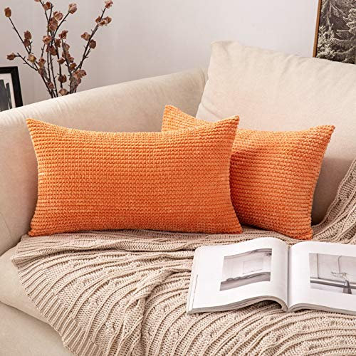 MIULEE 2er Set Kissenbezug Dekokissen Kissenbezüge Kissenhülle Zierkissen Sofakissen Kordsamt Deko Weich Couchkissen Bezug Kissenhüllen für Sofa Wohnzimmer Polsterkissen 30x50 cm Orange