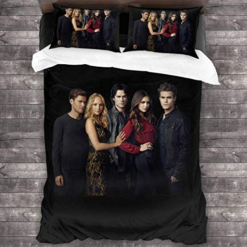 NICHIYO The Vampire Diaries Bettwäsche-Set - Bettbezug und Kissenbezug, Mikrofaser, 3D-Digitaldruck dreiteiliger Bettwäsche (3,Doubie 200 * 200cm)