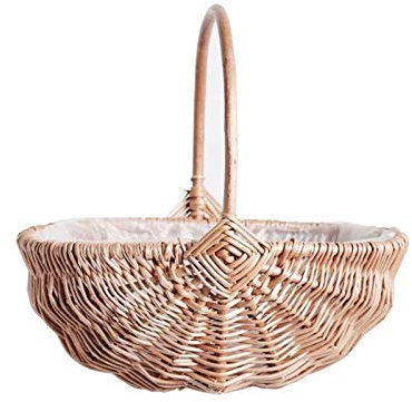 Handwoven Willow Flower Basket with Plastic Insert - Picnic & Easter Basket for Home Decor