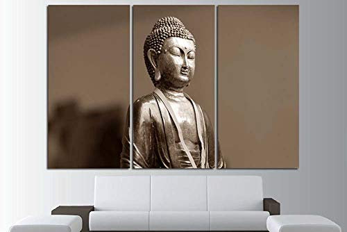 DDSDA Buddha 3-teilig auf Leinwand- Gesamtformat: 150x70 cm fertig gerahmte Kunstdruckbilder als Wandbild - Billiger als Ölbild oder Gemälde -