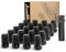 M12x1.5 Lug Nuts Black with Spline Tuner, JiiinMiiin Locking Aftermarket Wheel Nut 1.38 inch Length with 1 Socket Key, 60 Degree Conical/Cone Bulge Seat Closed End. 20PACK