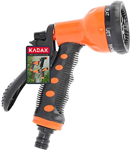 KADAX Bewässerungsbrause, Reinigungsspritze aus Kunststoff, Einstellbare Gartenbrause, Antirutsch-Handbrause für Garten Bewässerung und Autowäsche, Robuster Garten Brausekopf (7 Sprüheinstellungen)