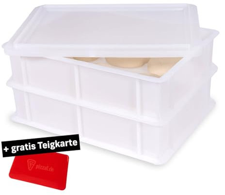 FUMOSA italienische Pizzaballen-Box »Home« (40x30x10) | Pizzateig | Teigwanne | Gärbox | Teigbox | + gratis Teigkarte - 2x Box + 1x Deckel