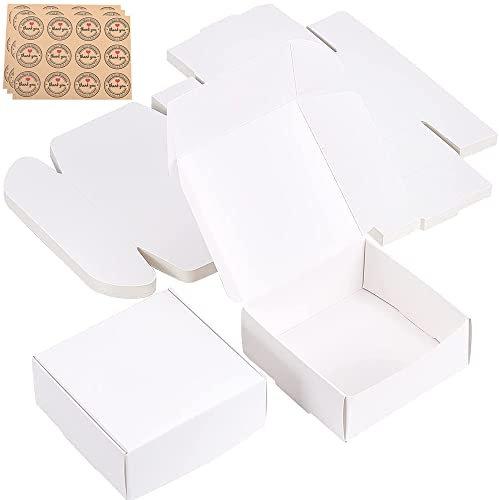 7,5 * 7,5 * 3cm Karton Geschenkbox Weiß, 30 Stück kleine schachteln, Geschenkschachtel, Falten mini kraftpapier Gastgeschenk Box für Geburtstag, Hochzeit, Taufe, Weihnachten, Süßigkeiten Kekse