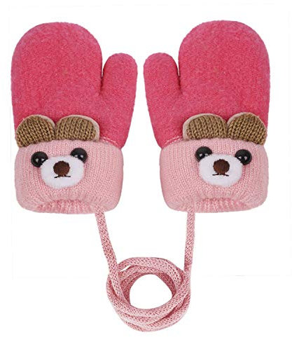 AfinderDE Kinder Baby Winter Warme Fäustlinge Winterhandschuhe Kleinkinder Süße Cartoon Fäustel Infant Fausthandschuhe Niedliche Strickhandschuh Thermische Stricken Handschuhe für 0-3 Jahre