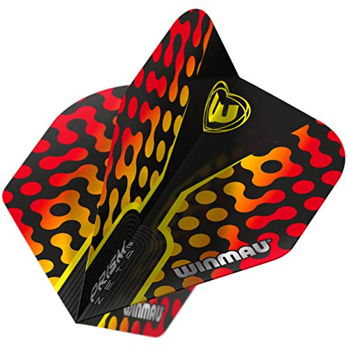 WINMAU Prism Zeta Black, Yellow & Red Extra Thick Dart Flights - 1 Set per Pack (3 Flights in total)
