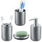 Relaxdays 4 Accessori Set Bagno Acciaio Inox Spazzolato, Porta Spazzolino e Dentifricio, Sapone e Saponetta, Argento
