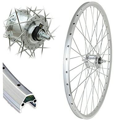 Vorderrad 28 Cut19 mit Nabendynamo Silber Hohlkammerfelge 28 Zoll für Felgenbremse 19-622