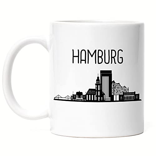 Hey!Print HAMBURG Skyline Tasse Souvenir Andenken Deutsche Großstädte Motiv Stadt Silhouette Geschenkidee Umzug