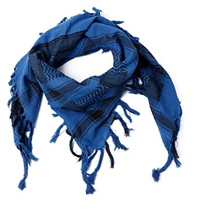 ROCK DADDY Estd 2000 ROCK HARD CLOTHING Halstuch Kopftuch Shemagh Palituch Taktischer Arabischer Arafat Schal Dreieckstuch Palästinenser PLO 100% Baumwolle (Schwarz/Blau)