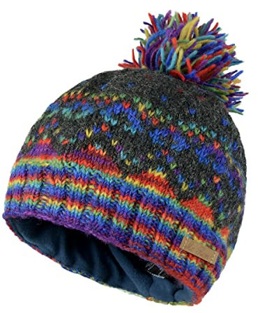 Wollmütze mit Bommel Modell Nando Regenbogen