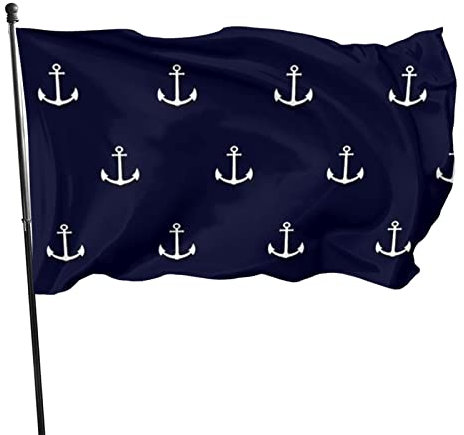 Flaggen für den Urlaub,Outdoor-Flaggen,UV- und wasserfest,Partyflaggen für Karneval,einfache Anker im maritimen Stil,3 x 1,5 m Durble-Flaggen