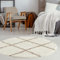 THE RUGS Shaggy Rug – Modern Moroccan Design Rugs for Living Room, Bedroom, Hallway, 3 cm Thick Area Rugs, (Diamond Ivory/Beige, 120cm Round)