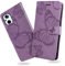 DENDICO Coque pour Oppo Reno 8 Lite 5G / Oppo A96 5G, Papillon Imprimé Housse en Cuir PU Magnétique Portefeuille, Étui à Rabat pour Oppo Reno 8 Lite 5G / Oppo Reno 7 Lite 5G / Oppo A96 5G, Violet