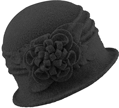 Gajaous Frauen Cloche Hüte Bucket Hat Französische Baskenmütze Vintage Floral Wollkleid Klassischer Hut der 1920s