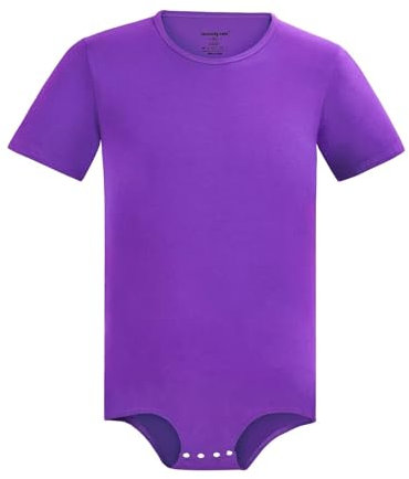 Landofgenie Body da Uomo Intero Intimo con Cotone a Maniche Corte Viola S