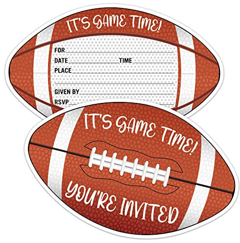 ERHACHAIJIA 15 Stück American Football geformte Einladungskarten mit Umschlägen, lustige Geburtstags-, Sport-Party, Babyparty, Fußball-Party, Einladungen für Jungen, Mädchen, Erwachsene,