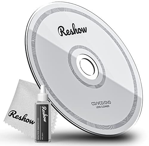 Reshow Laser-Linsen-Disc-Reinigungsset Für CD & DVD-Player, Schonende Reinigung Ohne Kratzer Auf Der Optik - Inklusive Mikrofaser-Tuch, Reinigungs-Disc Und Reinigungslösung