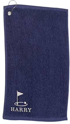 Varsany Personalised Golf Hole Golf Towel – Embroidery and Clip 100% Ringspun Cotton Golf Accessories - Dad Golf Gift - Fathers Day Golf Gift